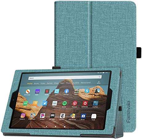 Famavala Folio Case Cover Compatible with 10.1" All-New Amazon Fire HD 10 Tablet (7th / 9th Generation, 2017/2019 Release) (ZMint)