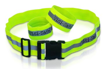 Reflective Running Belt and ArmBands (Pair) Reflective Running Gear Keeps Runners Safe or Cycling, Walking High Visibility Clothing and Hi Vis Gear -Adjustable Running Gear