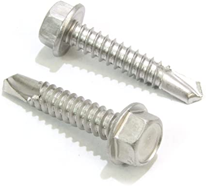 #14 X 1-1/2'' Stainless Hex Washer Head Self Drilling Screws, (50 pc) 410 Stainless Steel Self Tapping Choose Size and Qty