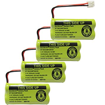 BAOBIAN 2.4V Rechargeable Cordless Phone batteries for AT&T/Lucent BT-18433 BT-184342 BT-28433 BT-284342 BT-6010 BT-8000 BT-8001 BT-8300 Empire CPH-515D CPH515D(Pack of 4)