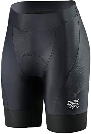Souke Sports Womens Cycling Shorts 4D Padded with Pocket Women Biking Bike with Wide Waistband Bicycle Pants