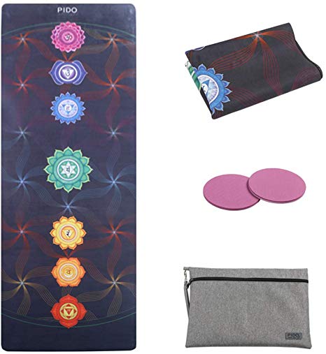 wwww Travel Yoga Mat Non Slip Printed Suede Rubber Gym Mat with Carrying Bag 72"x 26" Portable 1/16 Inch Ultra Thin Folding Mat for Yoga Pilates Fitness Exercise, Best Gift for Christmas in Holiday