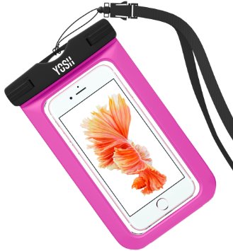 ✪ LIFETIME WARRANTY ✪ YOSH® Universal Waterproof Case Bag for Apple iPhone 6s, 6 Plus, Samsung Galaxy S6 Edge. Best Water Proof, Dust Dirt Proof, Snowproof Pouch for Cell Phone up to 6 inches(Pink)