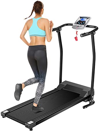 Mauccau Folding Electric Treadmill Exercise Machine with LCD Display Fitness Trainer Walking Running Machine for Home Gym
