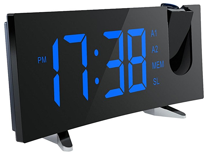 PICTEK YTGEHM126ABUS-CAAE1 Projection Alarm Clock, FM Radio Digital Ceiling Clock With Dual Alarms And Snooze Function