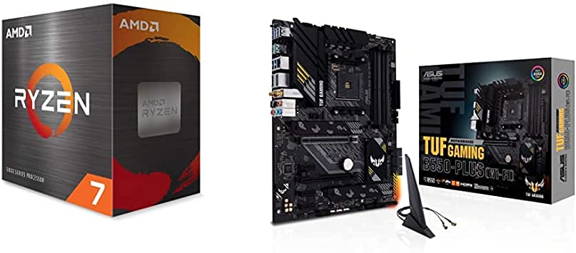 AMD Ryzen 7 5800X 8-core, 16-Thread Unlocked Desktop Processor & ASUS TUF Gaming B550-PLUS WiFi AMD AM4 Zen 3 Ryzen 5000 & 3rd Gen Ryzen ATX Gaming Motherboard