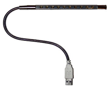 USB Reading Lamp with 10 LED Lights and Flexible Gooseneck Silver