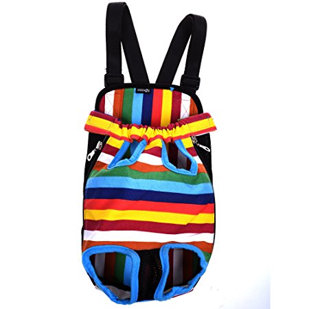 Cosmos Colorful Strip Pattern Pet Dogs Legs Out Front Carrier Bag