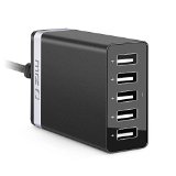 ZILU 40w 5-Port USB Charging Station Multi-Port USB Charger Desktop Hub for iPhone 6s  6  6 Plus iPad Air 2  mini 3 Galaxy S6  Edge  Plus Note 5 and More Black