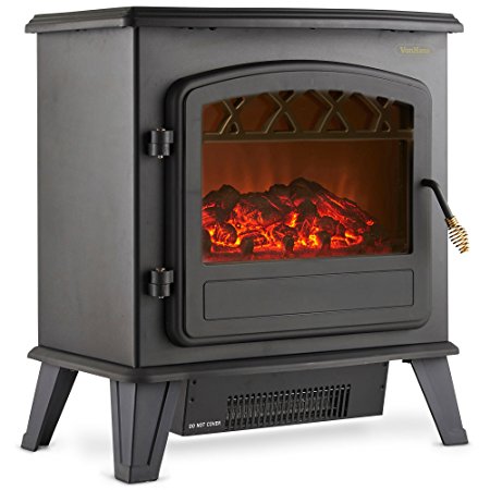 VonHaus Stove Heater Fire Place / Fireplace 1850W Portable Electric – W50.5 X D31 X H56cm - Black