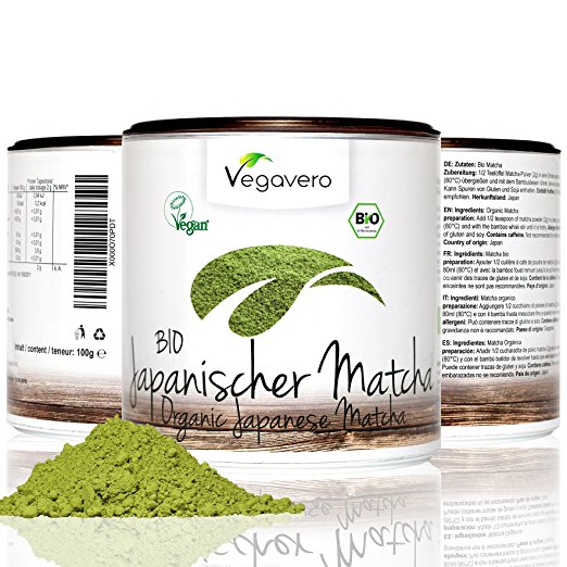 Bio Matcha Green Tea Powder | 100 gr. Premium Quality Matcha Tea Powder | 100% Organic Matcha sourced from Japan | Use for Tea, Cooking, Baking and Smoothie Making! | Flavour Protection Container | 100% VEGAN & ORGANIC by Vegavero (100 gr.)
