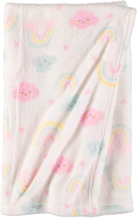 Bon Bebe Soft and Cuddly Unisex Plush Baby Blanket, 30'' x 36'' (Clouds and Rainbows)