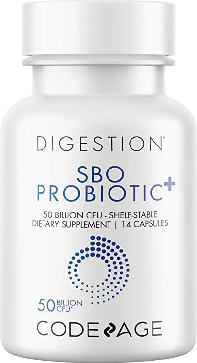 Codeage SBO Probiotics 50 Billion CFUs, Multi Strain Soil-Based Organisms, Travel Sized Shelf-Stable Probiotic Supplement, Organic Fermented Botanical Blend & Prebiotic, 7-Day Formula, 14 Capsules