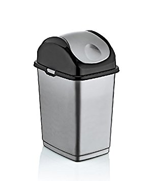 3 Quart Mini Slim Trash Can (Gray and Black) (gray)