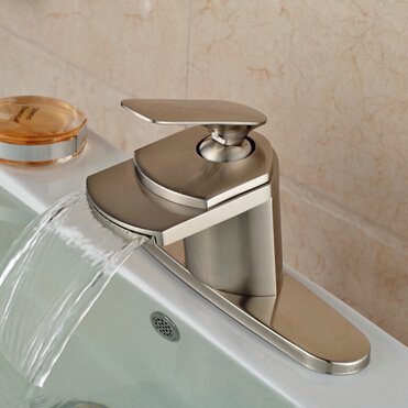 Senlesen Nickel Brushed Single Handle Waterfall Bathroom Sink Vessel faucet Lavatory Mixer Tap