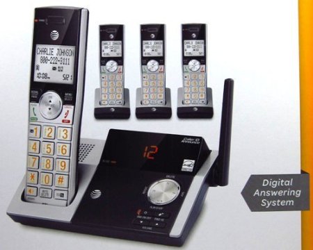 ATampT Cordless 4 Handset Dect 60 Digital Answering System with Caller ID Call Waiting CL82465