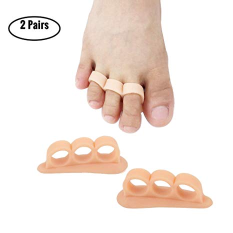 Hammer Toes Support Crest Pad Toe Separator Cushions Relief Pain and Pressure Toe Straightener Corrector Avoid Toe Squeezing Hallux Valgus and Plantar Fasciitis (2 Pairs) (Biege)