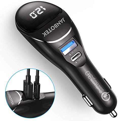 JANBOTEK USB C Car Charger with Car Air Purifier, 2 in 1 Quick Fast Charge Dual Ports USB 3.0 with PD Port