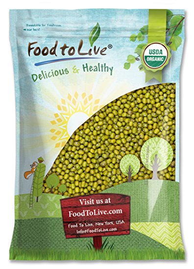 Food to Live Certified Organic Mung Beans (Sprouting, Non-GMO, Bulk) (5 Pounds)