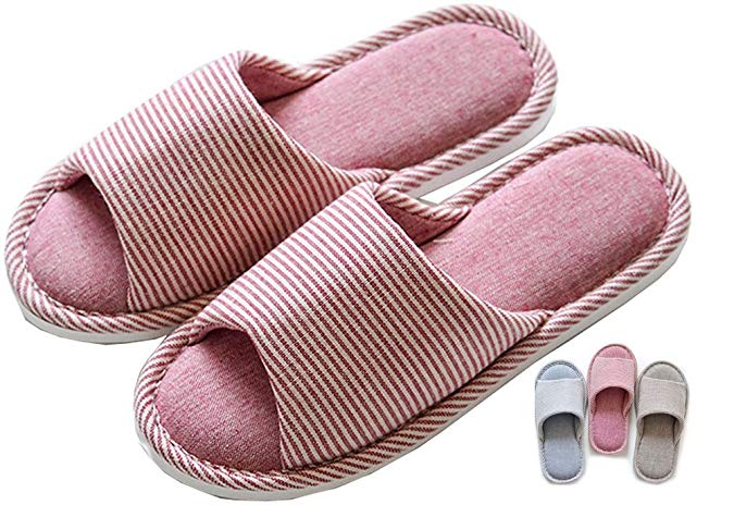 Asifn Indoor Home Slippers Memory Foam Men Women Cotton Cozy Massage Flax House Casual House