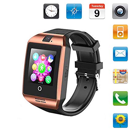 Smartwatch Sim Card Camera for Men Women Kids - Bluetooth Smart Watches Android Cell Phone Watch Card SD with Pedometer Music Player (Gold2)