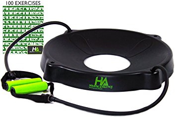 Trainer's CHOICE Yoga Fitness Exercise Ball Base - 2 HQ Comfort Grip Resistance Bands - FITS 55-85cm - FREE 100  DIGITAL DOWNLOAD EXERCISE STARTER GUIDE