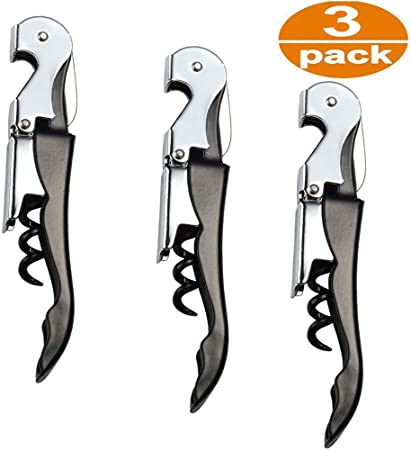 AEDILYS 3 Pack-Professional Corkscrew with Foil Cutter and Bottle Opener Key for Restaurant Waiters, Sommelier, Bartenders and Wine Enthusiast, 3 PCS, Luxury style - 1