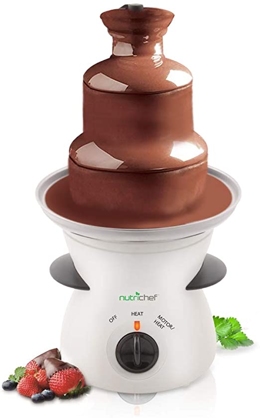 NutriChef 3 Tier Chocolate Fondue Fountain - Electric Stainless Choco Melts Dipping Warmer Machine - Melting, Warming, Keep Warm - for Melted Chocolate, Candy, Butter, Cheese, Caramel, White, One Size