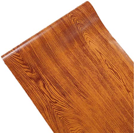Amao Wood Grain Paper Decorative Self-Adhesive Film Shelf and Drawer Liner Table Sticker Orange Walnut 17.7''x78.7''
