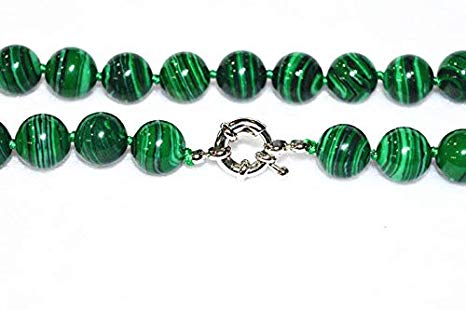 FidgetFidget New 10mm Green Gorgouese Malachite Gem Round Beads Necklace 18"