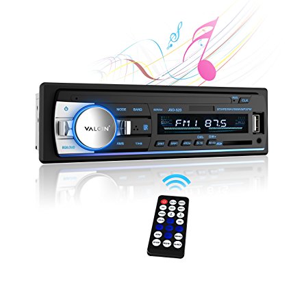 Car Stereo Receiver,Valoin Universal Single Din In-Dash Bluetooth Car Stereo USB SD MP3 FM Car Radio with Remote Control (Black 5)