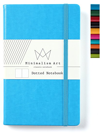 Minimalism Art | Classic Notebook Journal, Size: 5" X 8.3", A5, Blue, Dotted Grid Page, 240 Pages, Hard Cover/Fine PU Leather, Inner Pocket, Quality Paper - 80gsm | Designed in San Francisco