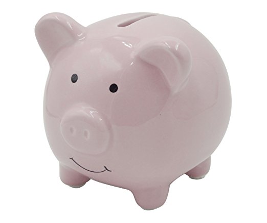 Shapenty Small Cute Ceramic Piggy Coin Bank for Kids, Pink