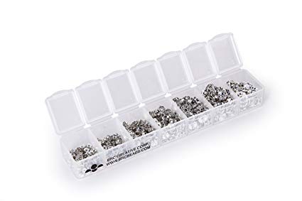 BRCbeads Silver Plated Clear Crystal Assorted Size Crystal Rondelle Spacer Beads Include Plastic Jewelry Container Box Wholesale Mix Lot for jewelry making (440pcs Mix Lot)