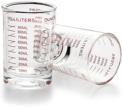 2 Pack Measuring Cup Shot Glass 3 Ounce/90ML Liquid Heavy Glass (2)
