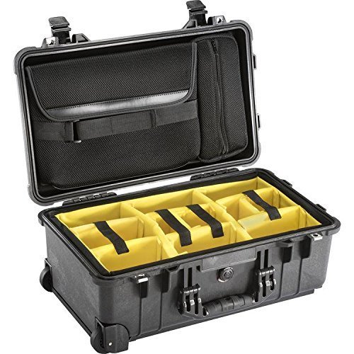 Pelican 1510SC Polycarbonate Studio Case, Black with Padded Yellow Foam Dividers