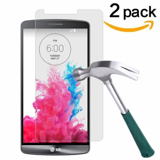 LG G3 Screen Protector,TANTEK [Bubble-Free][HD-Clear][Anti-Scratch][Anti-Glare][Anti-Fingerprint] Premium Tempered Glass Screen Protector for LG G3,[Lifetime Warranty]-[2Pack]