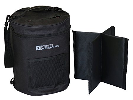 Premium Yarn Storage Bag - Perfect Knitting Bag with 4 Detachable Dividers to Keep Your Yarn Tidy and Organized (Black Cylindrical Style)