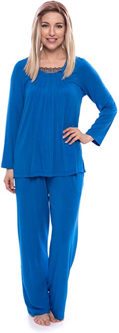 Women's Bamboo Viscose Pajama Set (Tranquille) Long Sleeve Pajamas by Texere