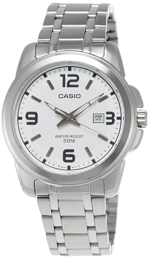 Casio Men's MTP1314D-7AV Silver Stainless-Steel Quartz Watch with White Dial