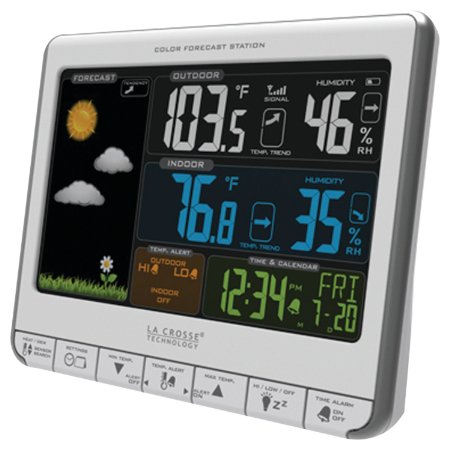 La Crosse Technology 308-1412S Color LCD Wireless Weather Station with USB Charging Port and Customizable Temperature Alerts