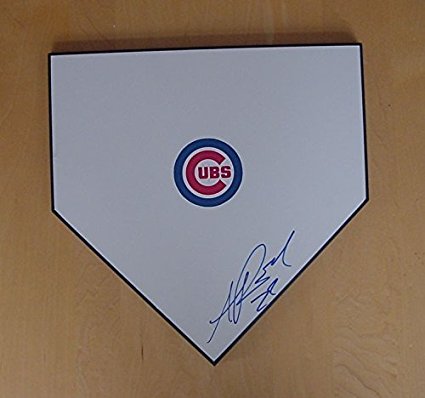 Addison Russell Chicago Cubs Autographed Signed Baseball Home Plate Blue Auto JSA COA