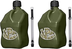 VP Racing Fuels 5-Gallon Square Motorsport Utility Container Camo w/ 14" Standard Hose (2 Pack) Close-Trimmed Cap and Neck for Tight Seal