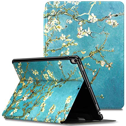 Infiland Case for New iPad Air (3rd Gen) 10.5" 2019 / iPad Pro 10.5 2017, Multiple Angles Stand Case with Bulit-in Apple Pencil Holder Slot, Fit 10.5 inch iPad (Auto Wake/Sleep), Blossom