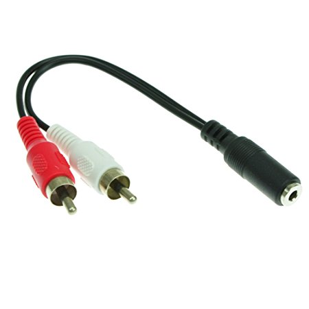 Generic 3.5mm Female to 2x Phono RCA Male Audio Extension Cable Stereo Jack Dual RCA 6" Black