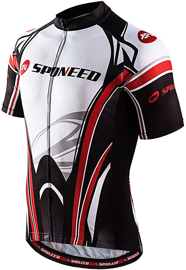 sponeed Men's Cycling Jerseys Tops Biking Shirts Short Sleeve Bike Clothing Full Zipper Bicycle Jacket with Pockets