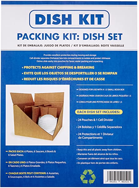 uBoxes Dish Packing Kit, 24 Foam Pouches, 1 Cell Divider