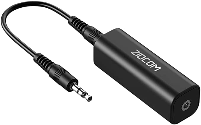 ZIOCOM Ground Loop Noise Isolator for Car Audio and Home Stereo System with 3.5mm Aux Audio Cable,Black