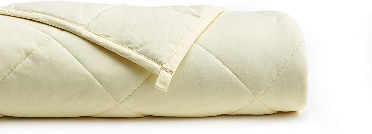 YnM Weighted Blanket for Couple, 25 lbs 80''x87'' King Size | 100% Oeko-Tex Certified Cotton Material with Premium Glass Beads | Free Gift: A Cream Premium Cotton Duvet Cover