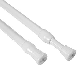 KXLife 2 Pack Small Spring Tension Curtain Rod for Window Cupboard Closet (White,16 to 28 Inch)